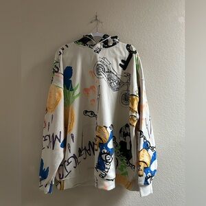 No Boundaries Oversized Fit Unisex Light Birch Doodle Hoodie Size XL (46-48) NWT